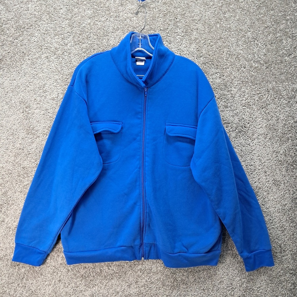 Haband Casual Joe Mens XL Royal Blue Full Zip Mock Neck Sweatshirt Jacket 15A
